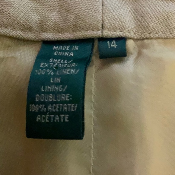 Lauren Ralph Lauren Women’s Tan Lined Linen 100% Linen Wide Leg Trousers Size 14 - Picture 4 of 14